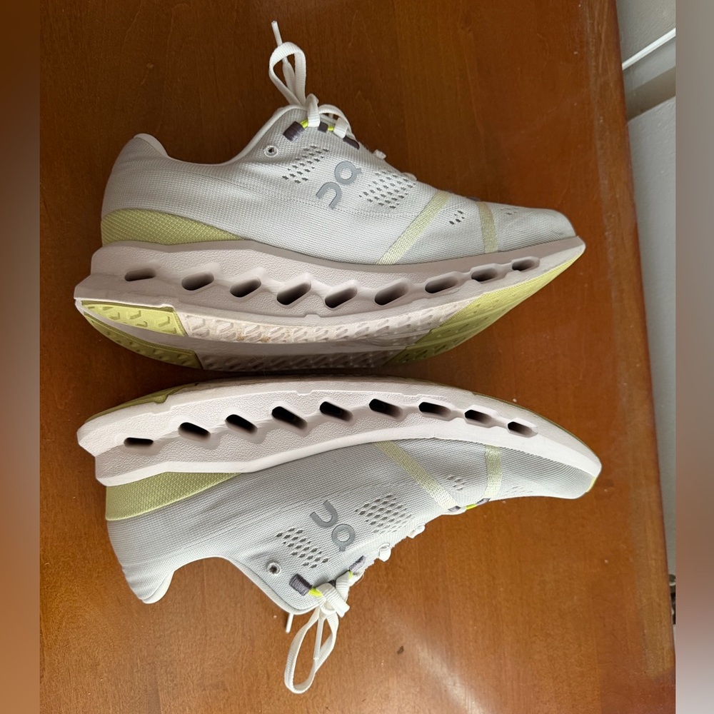 On Running Women's Sneakers White with Light Yellow Accents - Picture 11 of 12